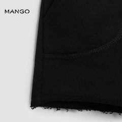 MANGO BLACK FRAYED HEM SHORTS