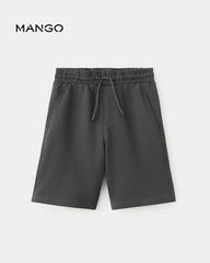 MANGO CHARCOAL BASIC COTTON BERMUDA SHORTS