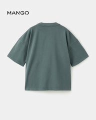 MANGO CHARCOAL BOXY FIT MOTION CLASSIC COTTON T-SHIRT