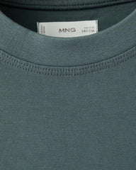 MANGO CHARCOAL BOXY FIT MOTION CLASSIC COTTON T-SHIRT