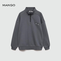 MANGO CHARCOAL COTTON BLEND GRAVITY SWEATSHIRT 77062921
