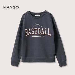 MANGO CHARCOAL GREY BASEBALL PRINTED SWEATSHIRT 2506