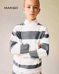 MANGO CHARCOAL STRIPED COTTON BLEND SWEATSHIRT
