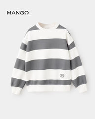 MANGO CHARCOAL STRIPED COTTON BLEND SWEATSHIRT