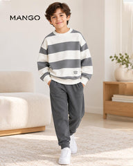MANGO CHARCOAL STRIPED SWEATSHIRT WITH JOGGER SET