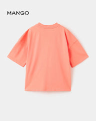 MANGO CORAL BOXY FIT PERMANENT VACATION COTTON T-SHIRT