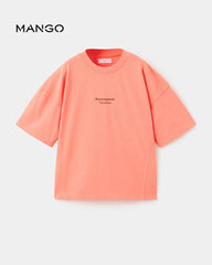 MANGO CORAL BOXY FIT PERMANENT VACATION COTTON T-SHIRT