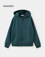 MANGO DARK GREEN ZIPPR HOOD 37044428