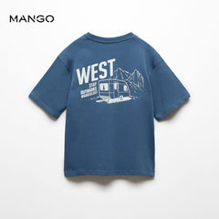 MANGO DARK NAVY POCKET MESSAGE T-SHIRT