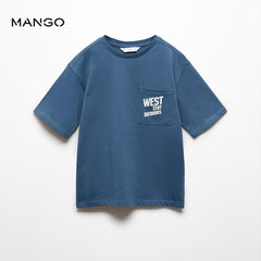 MANGO DARK NAVY POCKET MESSAGE T-SHIRT
