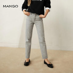 MANGO DENIM GREY MOM FIT JEANS 57003801