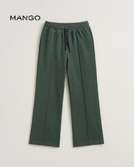 MANGO FOREST GREEN LOOSE FIT TROUSER