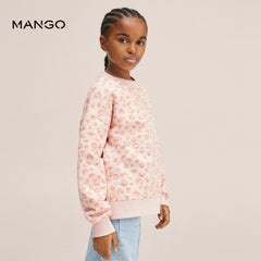MANGO GIRLS PINK PRINTED COTTON SWEATSHIRT