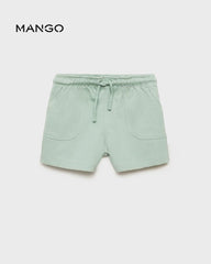 MANGO GREEN COTTON SHORTS WITH DRAWSTRING