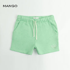 MANGO GREEN GIRLS COTTON SHORTS