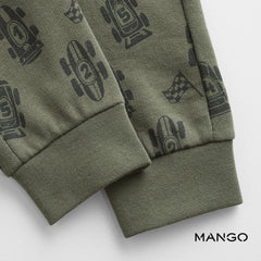 MANGO GREEN ORGANIC COTTON PRINTED JOGGER TROUSERS
