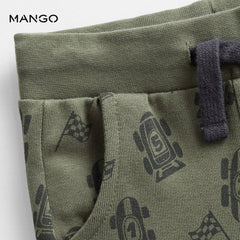 MANGO GREEN ORGANIC COTTON PRINTED JOGGER TROUSERS