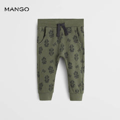 MANGO GREEN ORGANIC COTTON PRINTED JOGGER TROUSERS