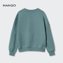 MANGO GREEN SWEATSHIRT WITHFLORAL EMBROIDERY