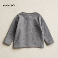 MANGO GREY BUTTONED COTTON SWEATSHIRT