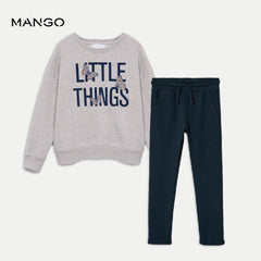 MANGO LITTLE THINGS SWEATSHIRT + NAVY TROUSER SET