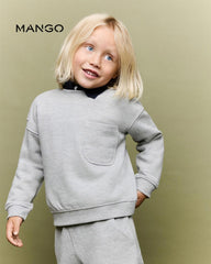 MANGO GREY OVERSIZED SWEATSHIRT WITH POCKET