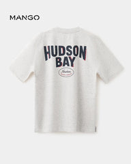 MANGO HEATHER GREY SHORT SLEEVE PRINTED T-SHIRT