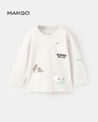 MANGO ICE GREY ALSAKA PRINT COTTON T-SHIRT