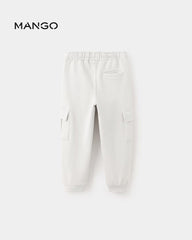 MANGO ICE GREY COTTON CARGO TROUSER 37033308