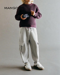 MANGO ICE GREY COTTON CARGO TROUSER 37033308