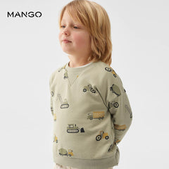 MANGO KHAKI PRINTED COTTON SWEATSHIRT 47061257