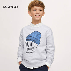 MANGO LIGHT GREY NYC SKATER PRINTED SWEATSHIRT