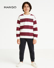 MANGO MAROON STRIPED STREAMING SUCCESS SWEATSHIRT 2 PCS SET