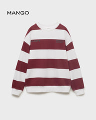 MANGO MAROON STRIPED STREAMING SUCCESS SWEATSHIRT