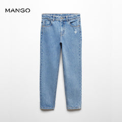 MANGO MEDIUM BLUE MOM FIT JEANS 57003801