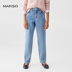 MANGO MEDIUM BLUE MOM FIT JEANS 57003801