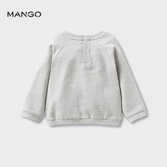 MANGO MEDUIM GREY PANDA TEXTURED SWEATSHIRT