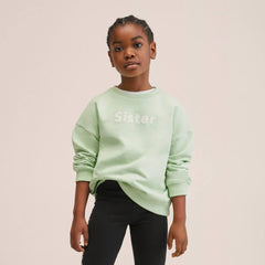 MNG MINT GREEN SISTER MOTIF COTTON BLEND SWEATSHIRT