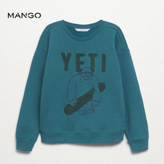 MANGO MINT GREEN YETI PRINT SWEATSHIRT