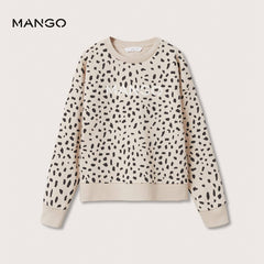MANGO MOTIF ECRU CHEETAH PRINTED SWEATSHIRT
