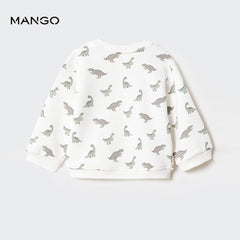MANGO NATURAL WHITE DINO PRINRED SWEATSHIRT