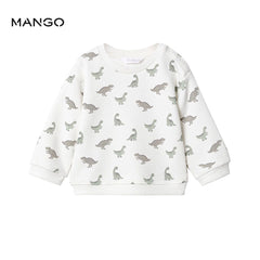 MANGO NATURAL WHITE DINO PRINRED SWEATSHIRT