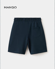 MANGO NAVY BASIC COTTON BERMUDA SHORTS