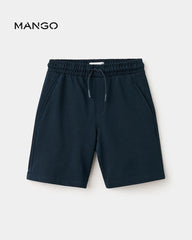 MANGO NAVY BASIC COTTON BERMUDA SHORTS
