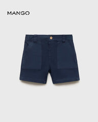 MANGO NAVY BLUE COTTON BERMUDA SHORTS 17091230