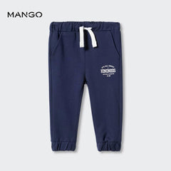 MANGO NAVY BLUE KINDNESS PRINTED TROUSER 47052521