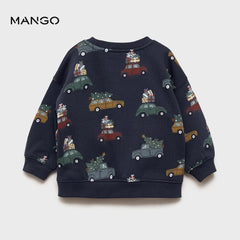 MANGO NAVY BLUE WINTER PRINTED SWEATSHIRT 77019409