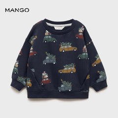 MANGO NAVY BLUE WINTER PRINTED SWEATSHIRT 77019409