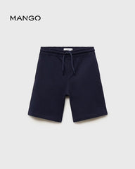 MANGO NAVY COTTON SHORTS WITH DRAWSTRINGS 87085142