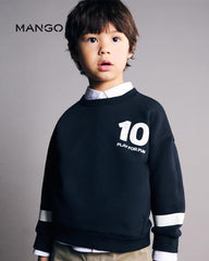 MANGO NAVY FLEECE PLAY FOR FUN SWEATSHIRT 27021269